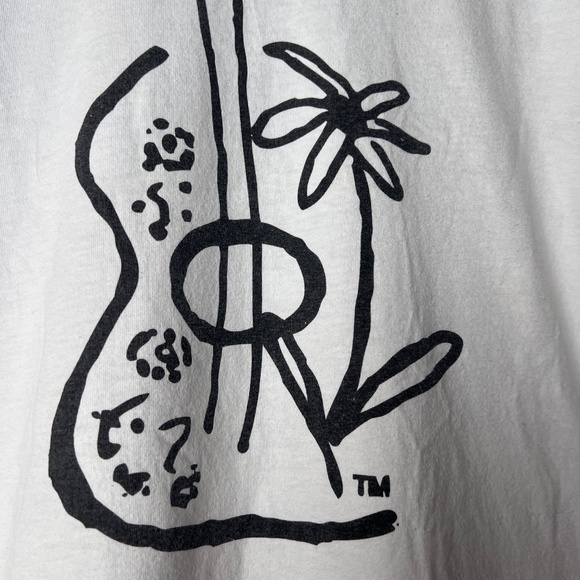 Gildan White Adult T-Shirt with Graphic Guitar Music Logo Large - Picture 1 of 6